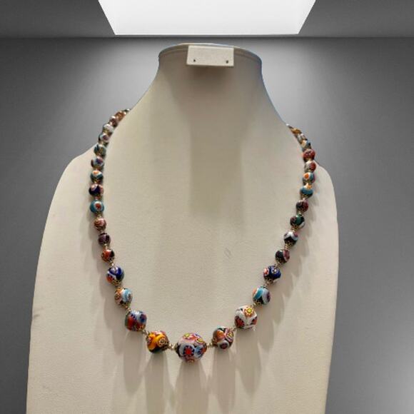 🎉HP!🎉Vintage Venetian Murano Glass Millefiori Beaded Necklace - Picture 5 of 7